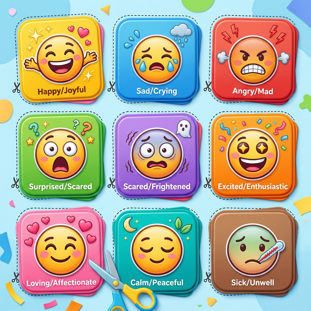 Tarjetas de Emociones Recortables - Parte 1